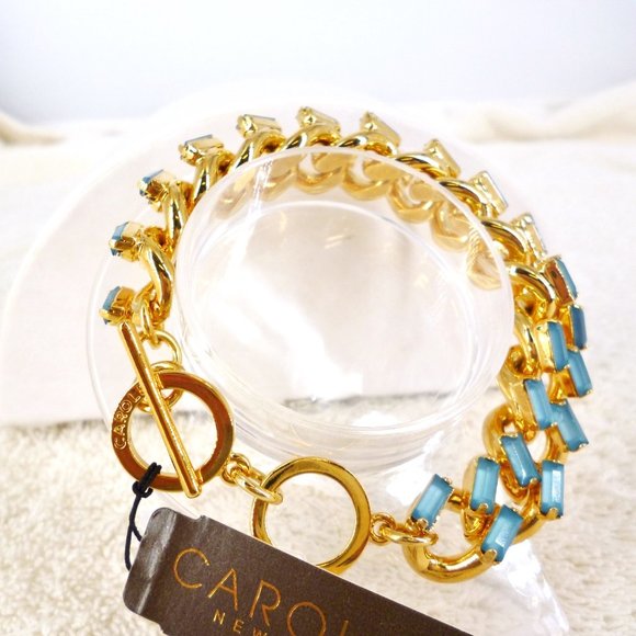 Carolee Bracelet Light Blue & Gold Toggle Clasp NWT Perfect Condition Orig $85 - Picture 4 of 7